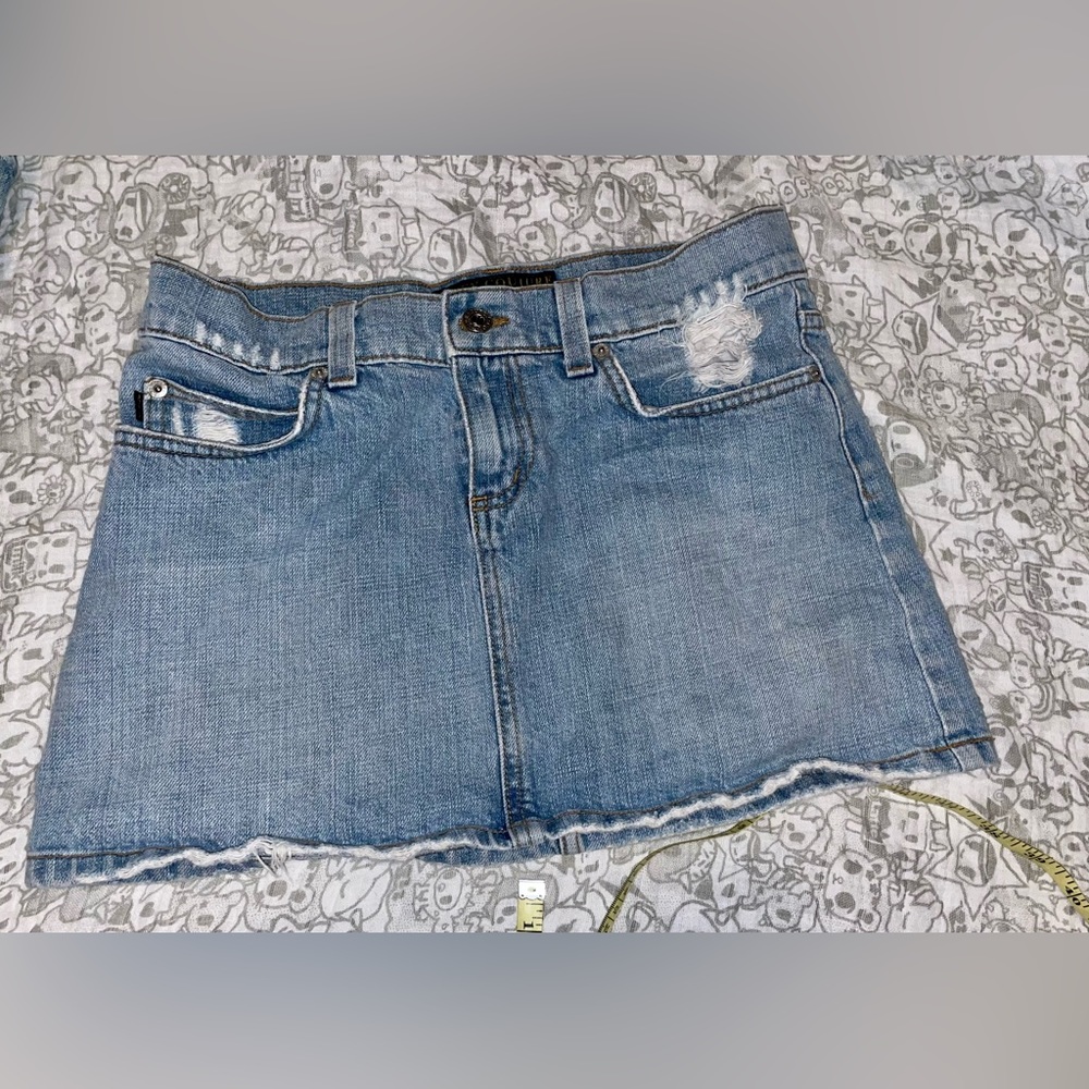 Juicy Counture Distressed Denim Jean Skirt